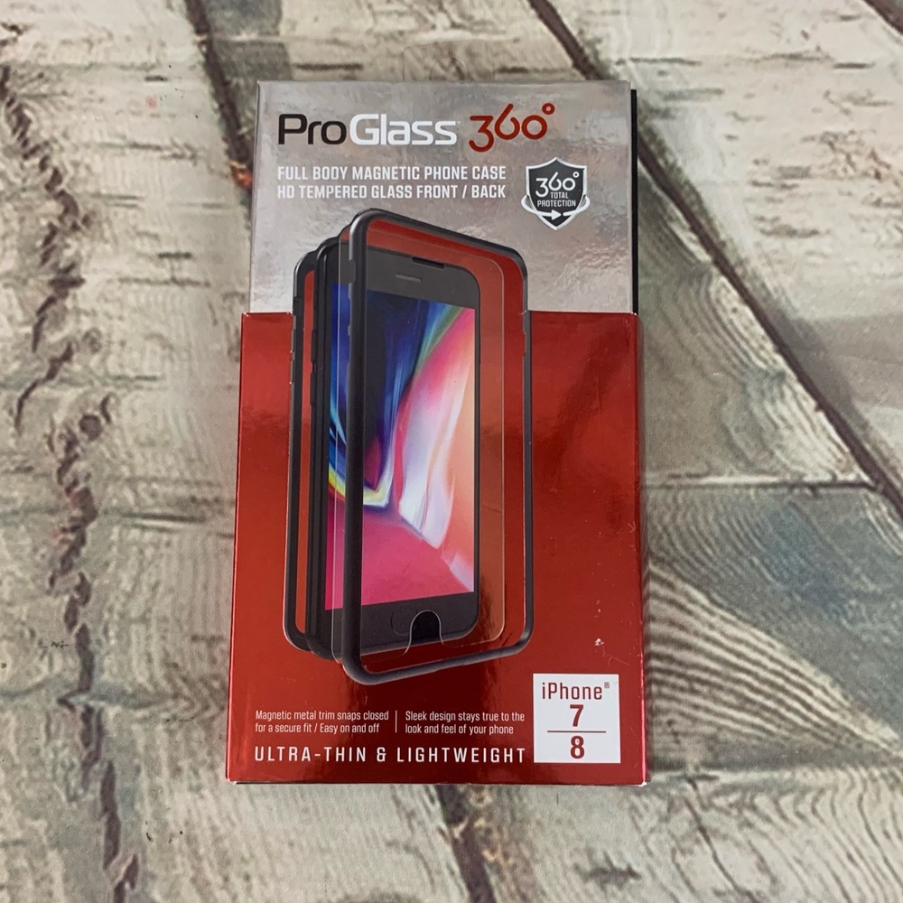 IPhone 7/8 Pro Glass 360 Full Body Magnetic Phone Case HD Temper Glass Screen